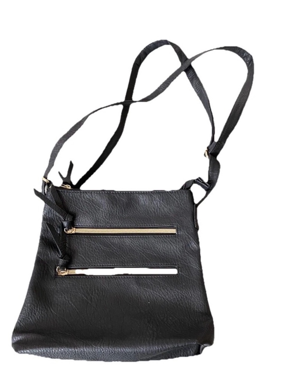 Faux Vegan Black EAC Pebbled Leather Shoulder Bag Purse